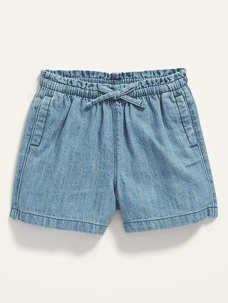 Functional Drawstring Paperbag-Waist Pull-On Chambray Shorts for Toddler Girls | Old Navy (US)