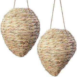 Outdoor Wasp Nest Decoy Trap with Natural Woven Reed Hanging Faux Hornet Nest Deterrent Garden Yard 2-Pack | The Home Depot