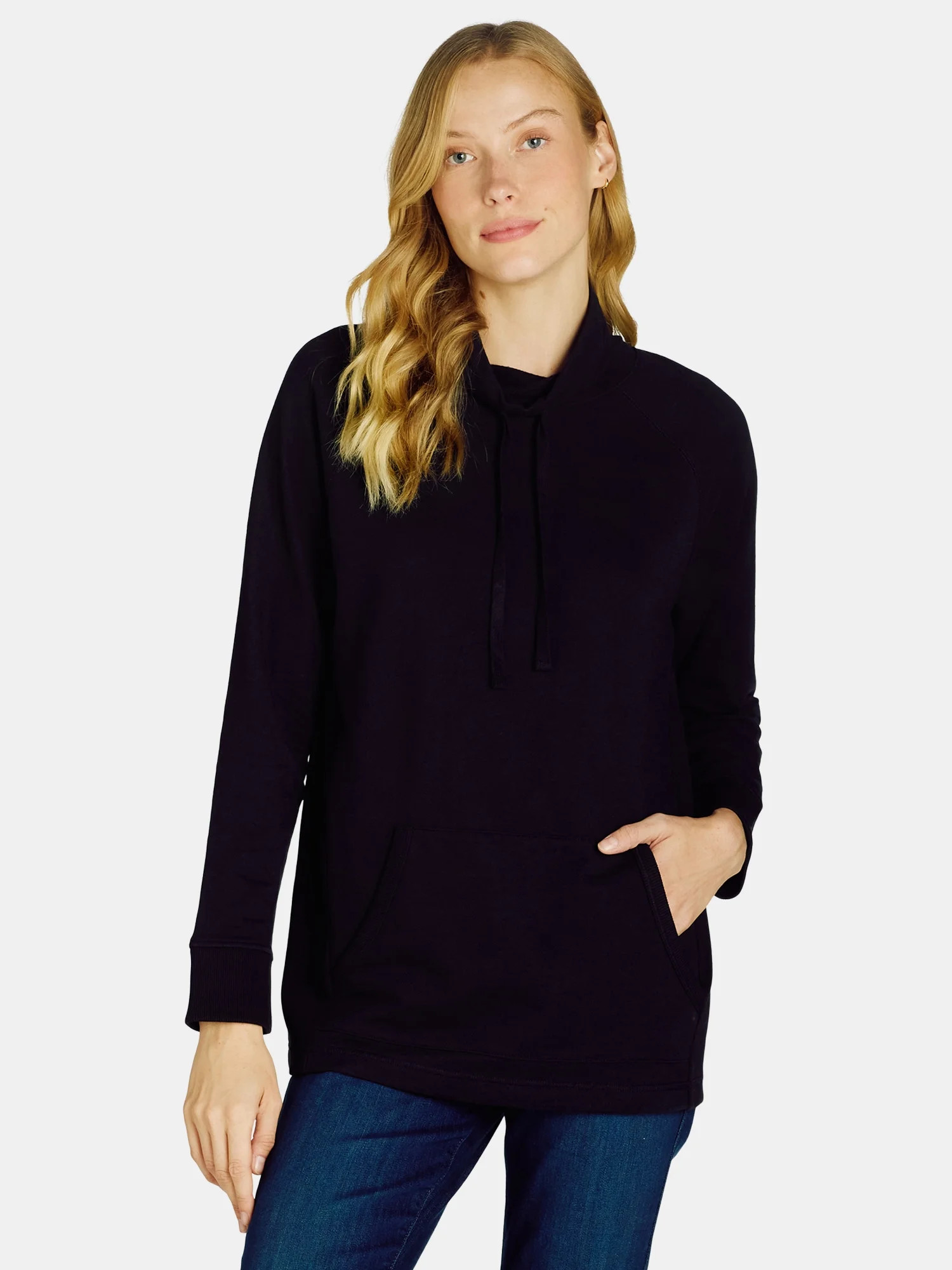 Time and Tru Women's Cowl Neck Tunic Sweatshirt, Sizes S-XXXL | Walmart (US)