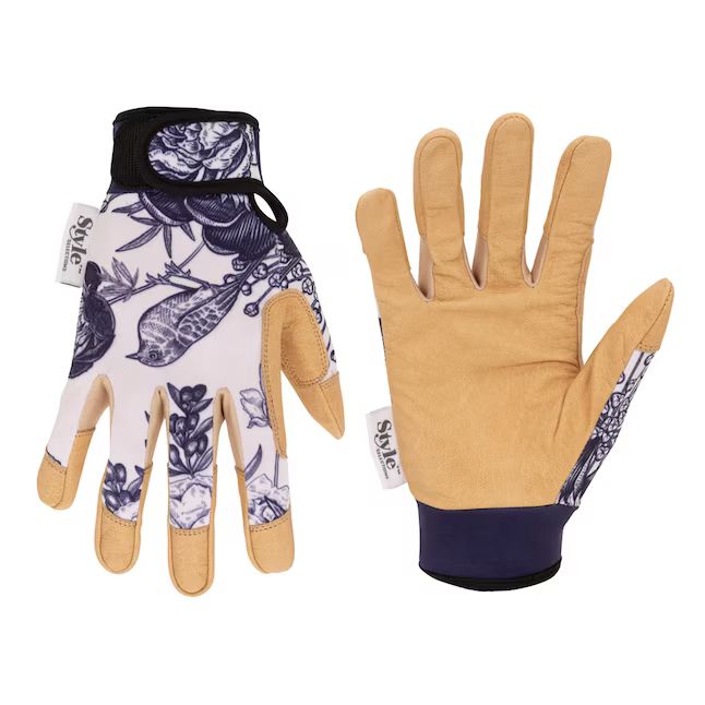 Style Selections Medium White Leather/Polyester Gardening Gloves, (1-Pair) | Lowe's