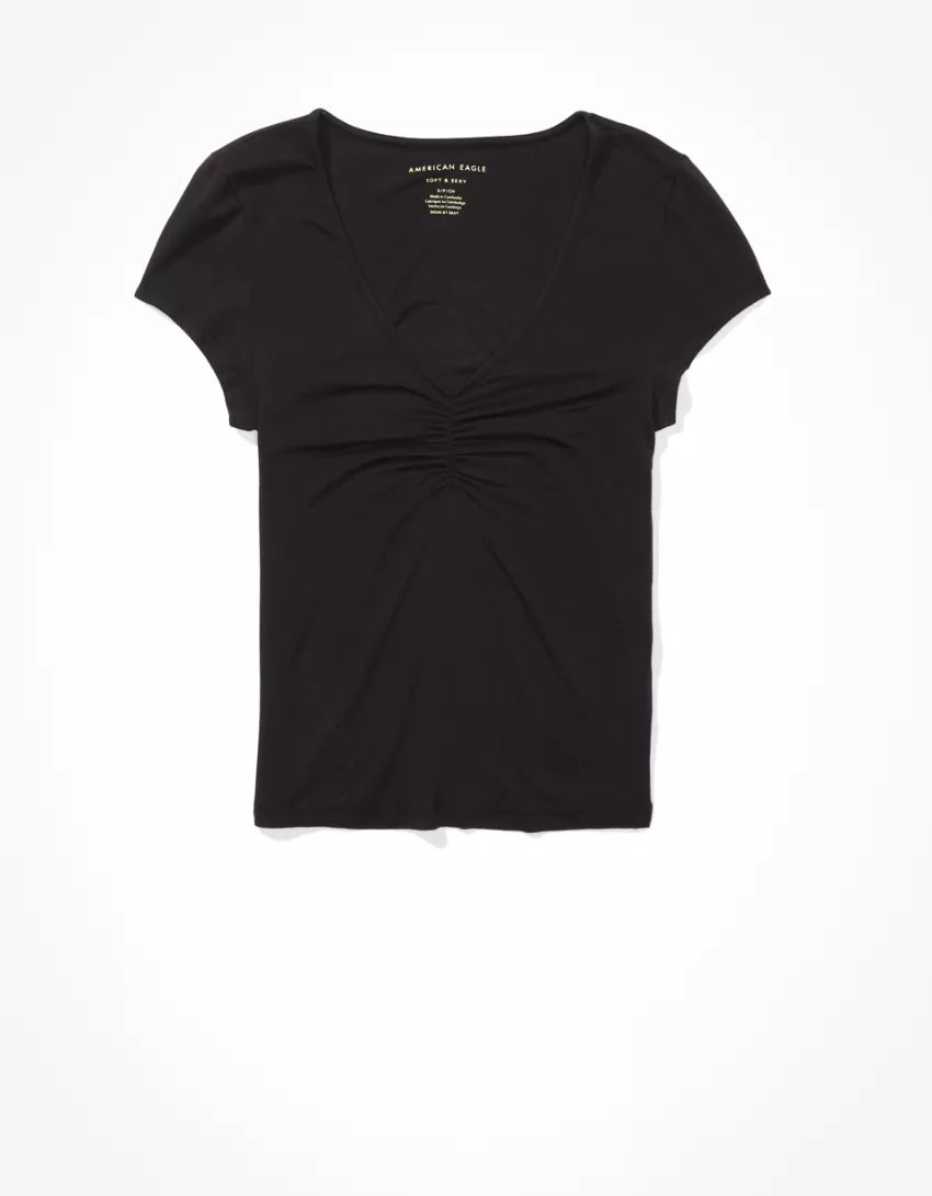 AE Soft & Sexy Cinch-Front Tee | American Eagle Outfitters (US & CA)