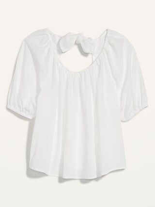Puff-Sleeve Cutout Tie-Back Swing Blouse for Women | Old Navy (US)