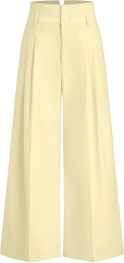 CIDER Women Linen Pants Women Wide Leg High Waist Trousers Pleated Pants with Pocket | Amazon (US)