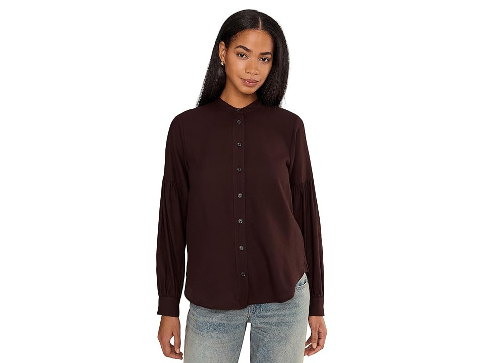 Madewell Carmen Shirt - Cotton Modal Heather Flannel Women's Clothing Espresso Bean : SM (Women's 2-4), Cotton/Modal | Zappos