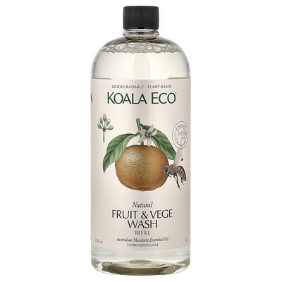 Koala Eco, Natural Fruit & Vege Wash, Refill, Australian Mandarin Essential Oil, 33.8 fl oz (1 l) | iHerb