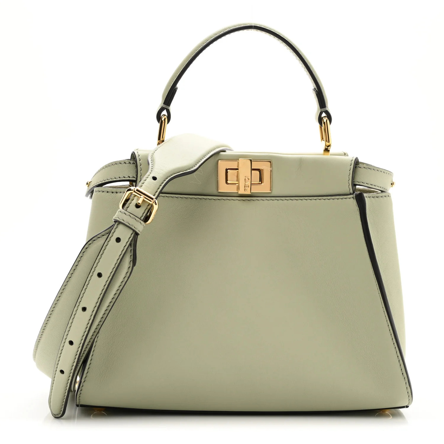 Vitello Seta Canvas FF Embroidered Mini Peekaboo Iconic Satchel Green Tea | FASHIONPHILE (US)