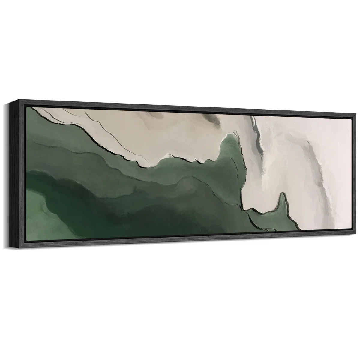Faux Texture Abstract Green Minimalist Modern Artwork - Extra Large Framed Wall Art Canvas Print | Wayfair North America