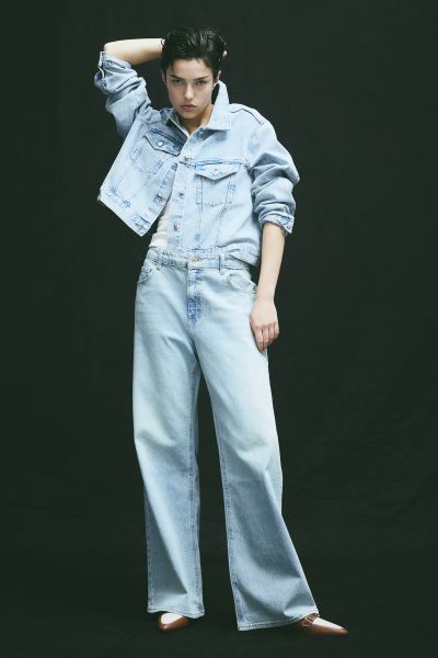 Denim Jacket - Long sleeve - Short - Light denim blue - Ladies | H&M US | H&M (US + CA)