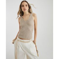 River Island Womens Beige Sequin Knit Vest | River Island UK & IE