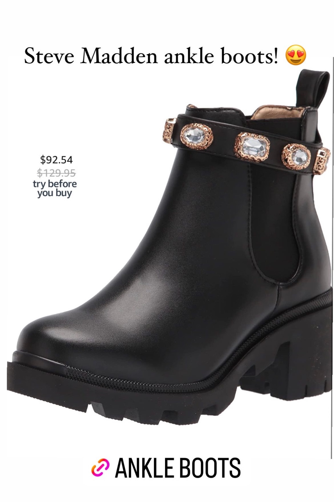 Steve Madden ankle boots! Love the jewels at the top! 

#LTKunder100 #LTKshoecrush #LTKsalealert