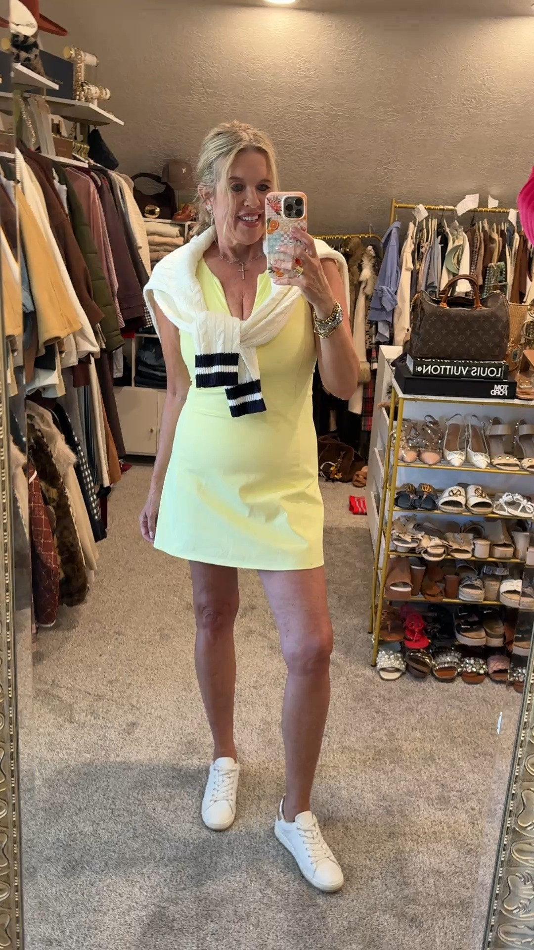 Datenight
Pickle & paddle board Datenight
At a new club opening up

Spanx dress with built in shorts and easy open back for potty without having to take off dress:)
Fits tts in med

Save 15% off with code Deardarcyxspanx 
Spanx

White leather tennis shoes

Ralph Lauren white cable sweater and vneck & cuff navy strip details tts in a med
(Old) linked similar and other price points too

Studd earrings 

And my regular everday  Jewlery stack

#LTKgrwm #LTKOver40 #LTKActive