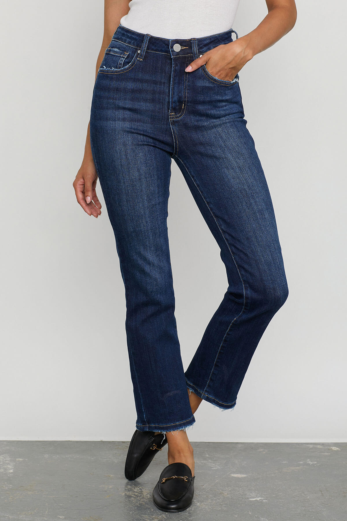 Risen Crop Straight Leg Jeans | Social Threads