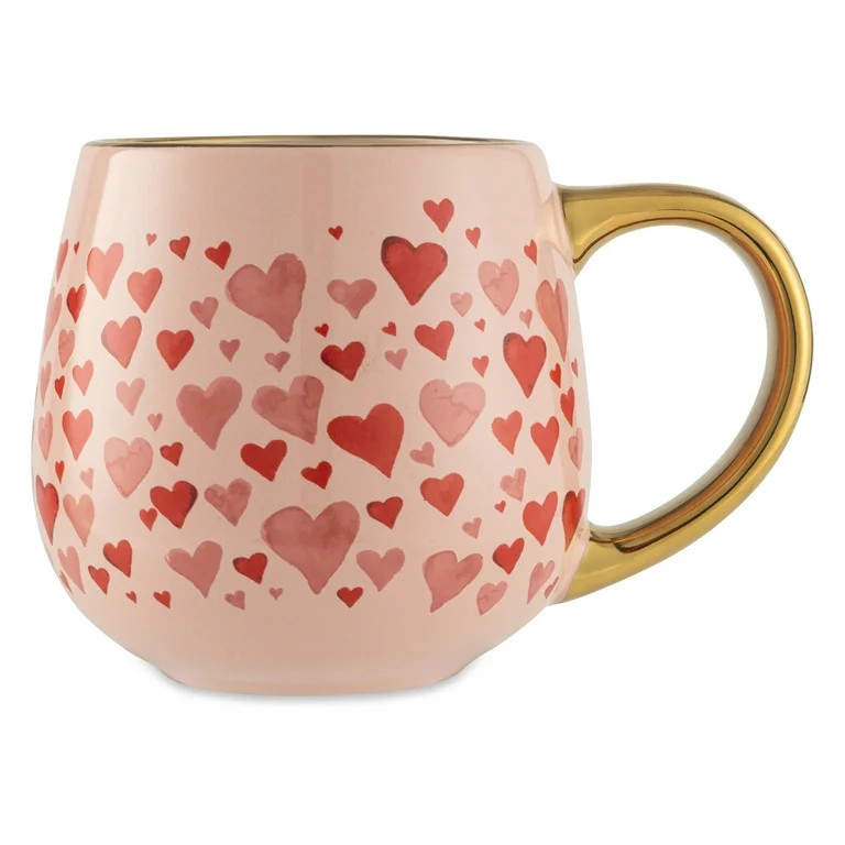Thyme & Table 16 fl oz Hearts Ceramic Mug with Gold Handle | Walmart (US)