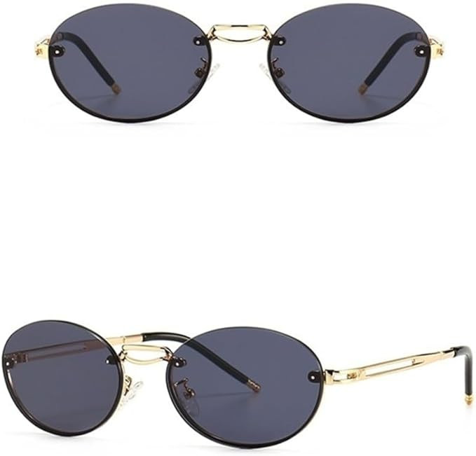 Vintage Metal Frame Oval Sunglasses Women Punk Sun Glasses Men Cool Driving Shades Female UV400 | Amazon (US)