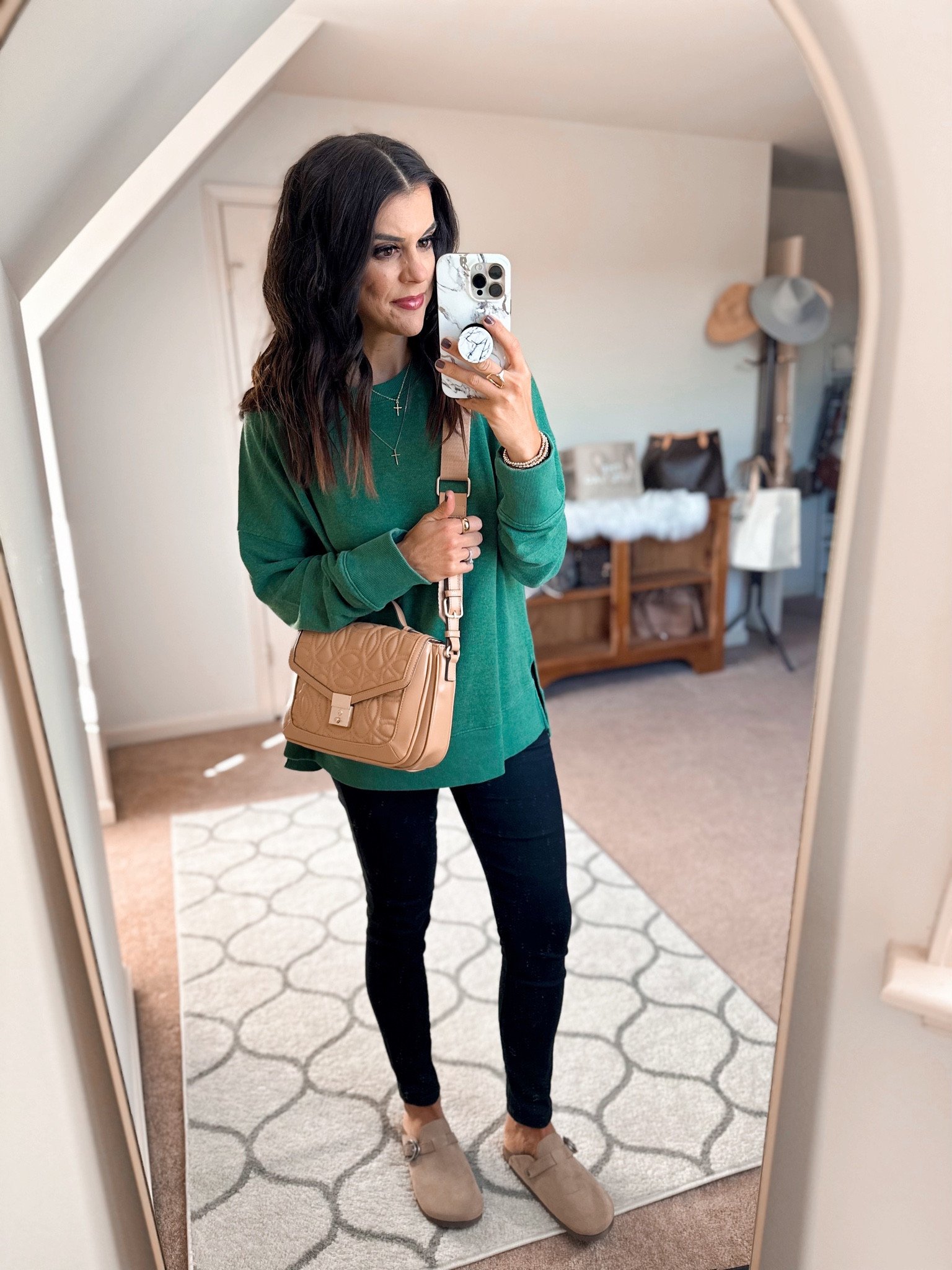 What do we think of this trend being back y’all?! I’m loving  my new @walmartfashion Clogs! 
#WalmartPartner
#walmartfashion

I would size up if the clogs if in between. My sweatshirt is on sale for $10! I sized up 2 sizes to a large for this fit. I sized up one in my jeans. 

🌟 comment LINKS + I’ll send it all your way! 

#LTKfindsunder100 #LTKfindsunder50 #LTKstyletip