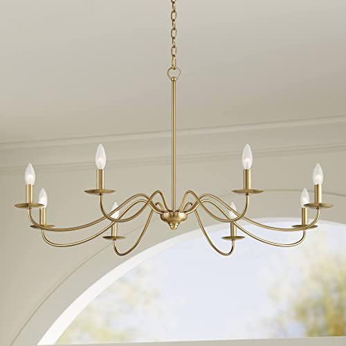 Marinec Soft Gold Hanging Round Chandelier Lighting 42" Wide Modern Farmhouse 8-Light Fixture for Di | Amazon (US)