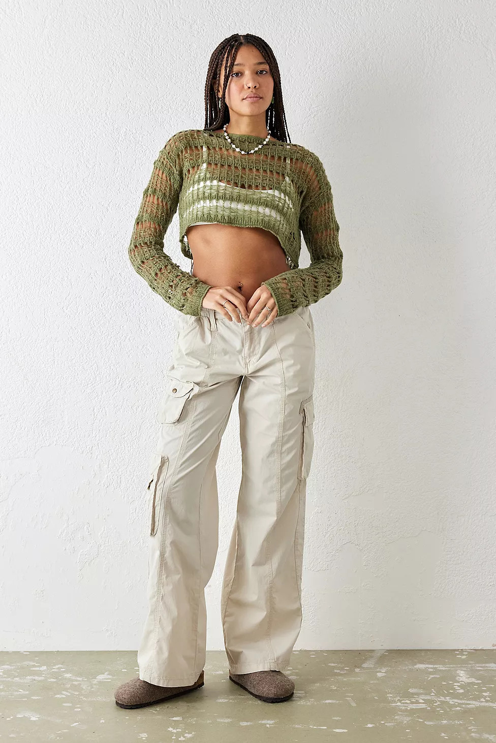 BDG Y2K Cream Multi-Pocket Cargo Pants | Urban Outfitters (EU)