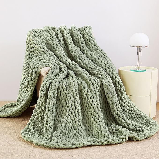 Admitrack Chunky Knit Blanket Throw, 100% Hand Knit Chenille Throw Blanket for Sofa & Home Decor,... | Amazon (US)