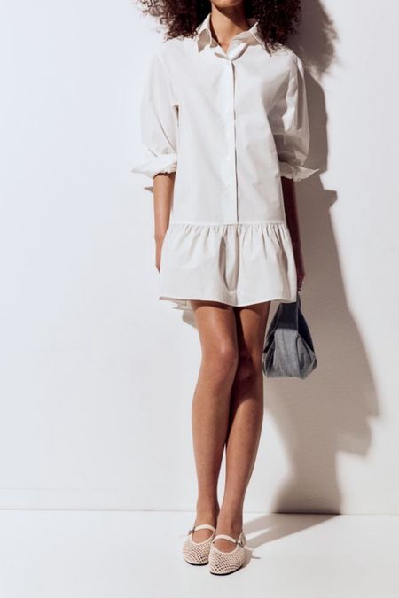 Ruffle hem white shirt dress

#LTKfindsunder50 #LTKstyletip #LTKSeasonal