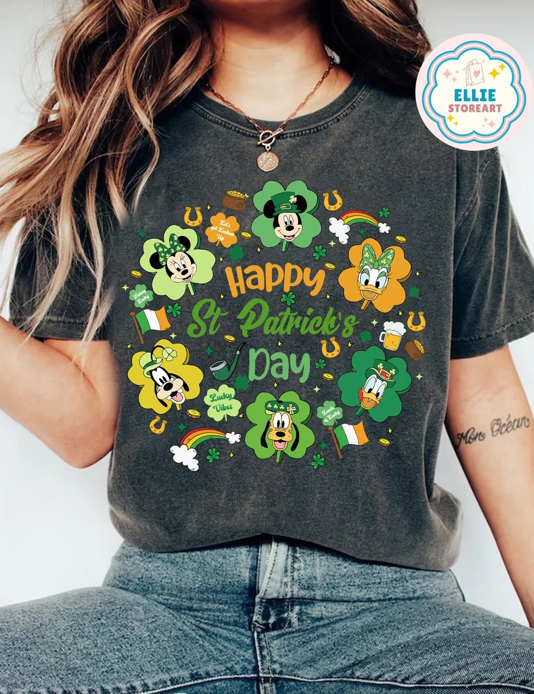 Mickey and Friends Disney Happy St. Patricks Day Shirt, WDW Disneyland Four Leaf Clover Shamrock ... | Etsy (US)
