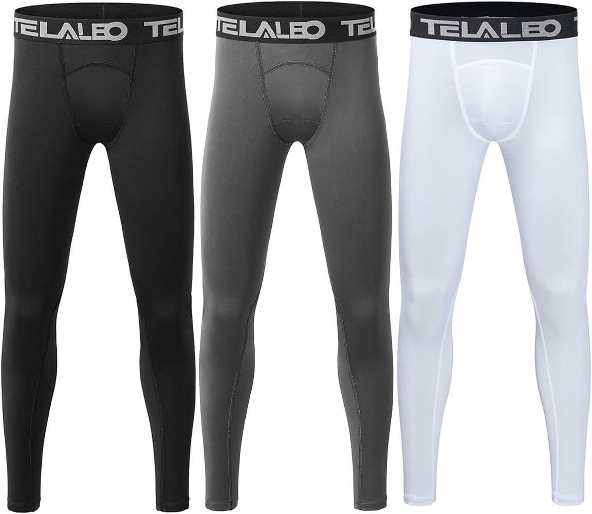 TELALEO 1/2/3/4 Pack Boys' Youth Compression Leggings Pants Tights Athletic Base Layer for Runnin... | Amazon (US)