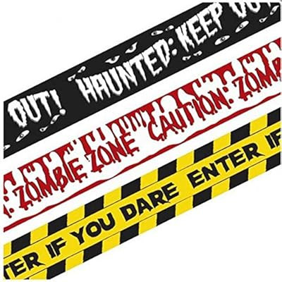 amscan Fright Tape Creepy Zombie Apocalypse Halloween Trick or Treat Party Decoration, Plastic, 3... | Amazon (US)