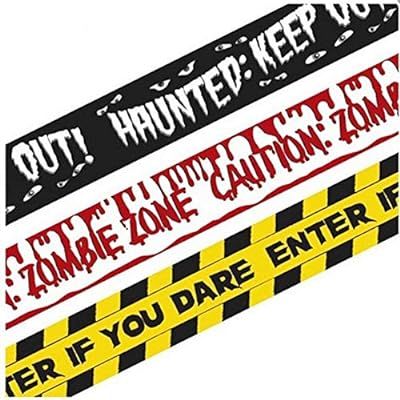 amscan Fright Tape Creepy Zombie Apocalypse Halloween Trick or Treat Party Decoration, Plastic, 3... | Amazon (US)