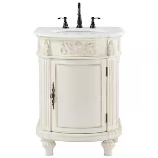 Home Decorators Collection Chelsea 26 in. W x 22 in. D x 35 in. H Bathroom Vanity in Antique Whit... | The Home Depot