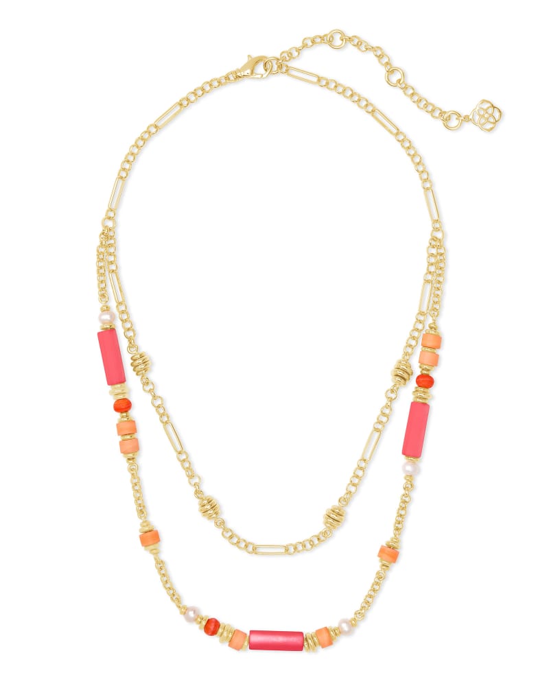 Rachel Gold Multi Strand Necklace In Pink Mix | Kendra Scott
