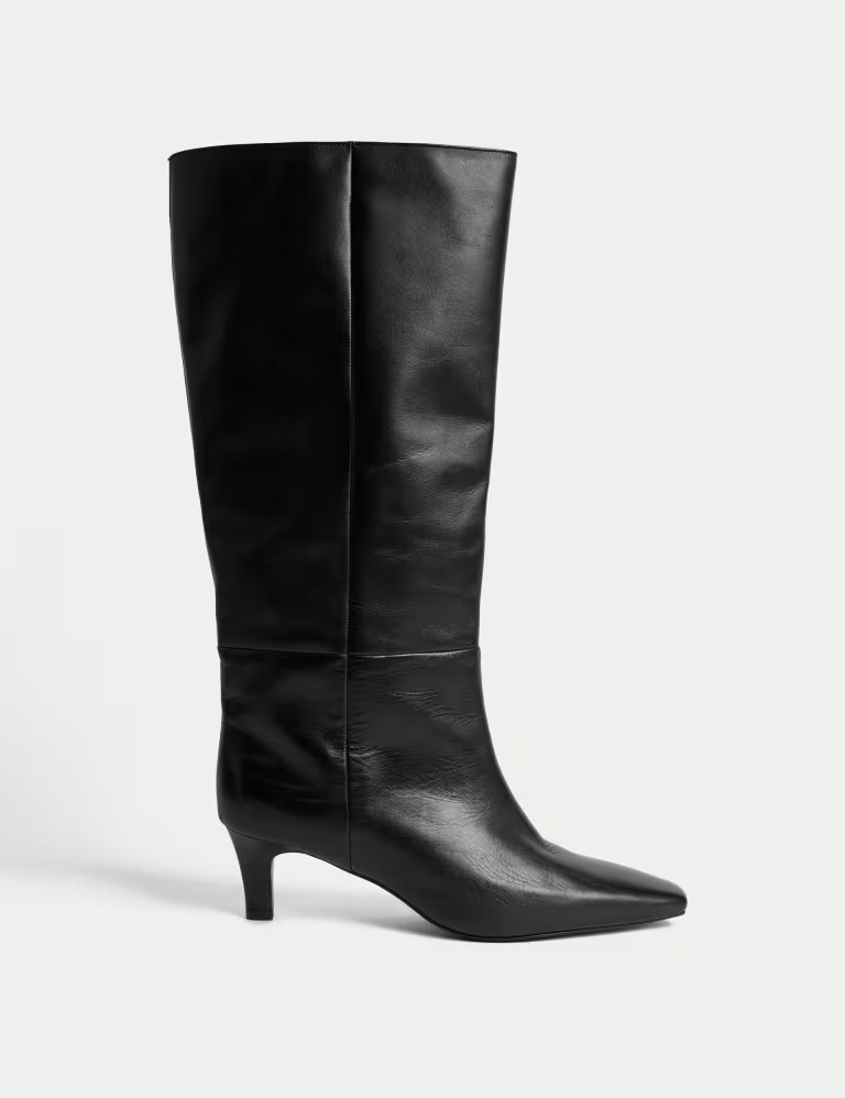Leather Kitten Heel Knee High Boots | Marks & Spencer (UK)