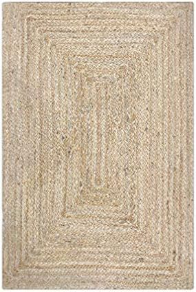 Jute Braided Natural Rug 2’X3' -Natural Linen Colour, Hand Woven & Reversible for Living Room K... | Amazon (US)