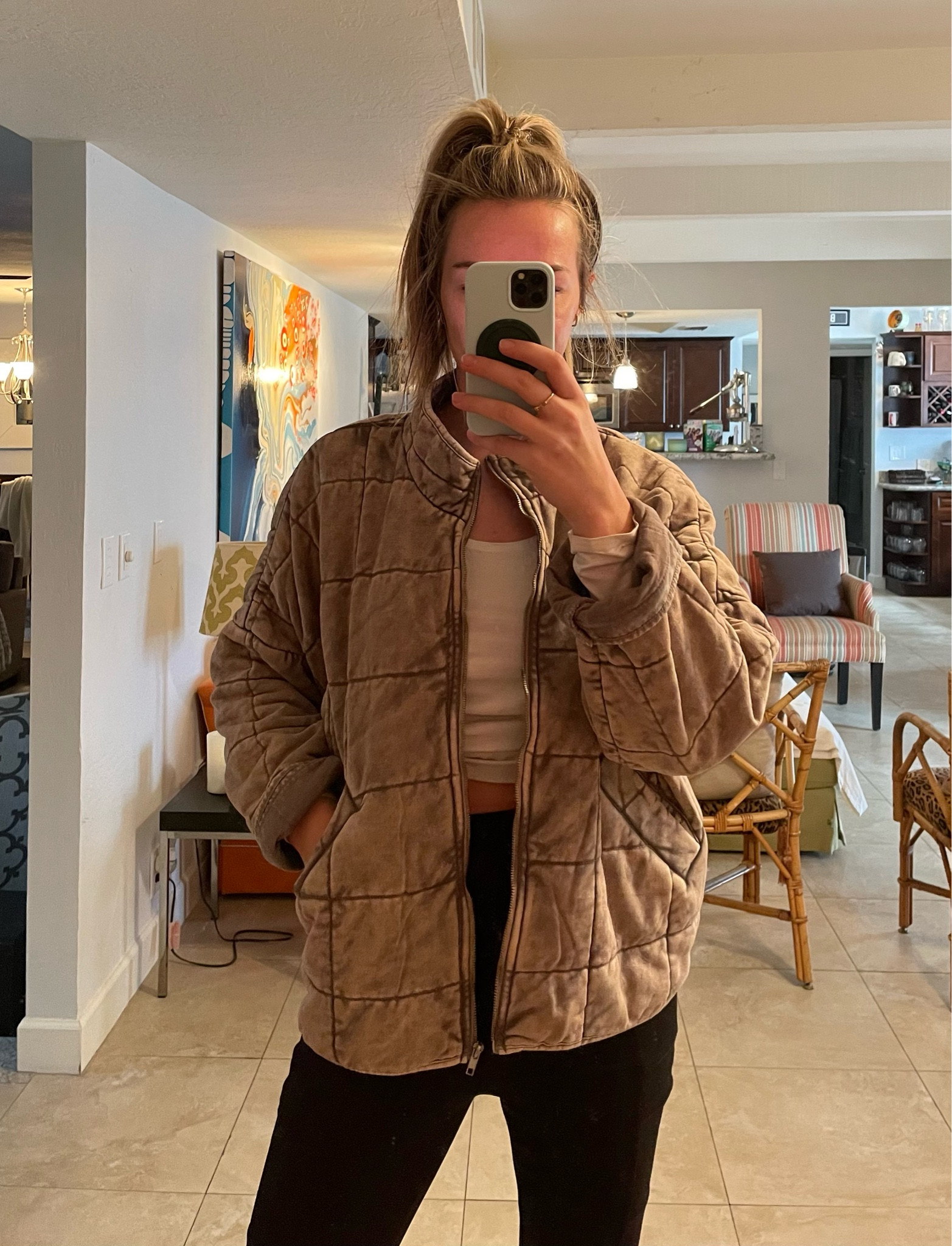 Forever21 Guilted Jacket // so soft, comfy and warm. Oversized. Bought it in 3 colors! This one is size L so Nate can wear it too. 