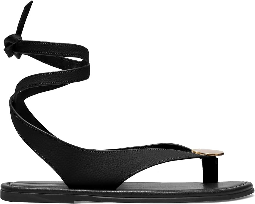 Strap Flip Flop Flat Sandals for Women with Metal Circular Ankle Strappy Ladies Fashion Cute Summ... | Amazon (US)