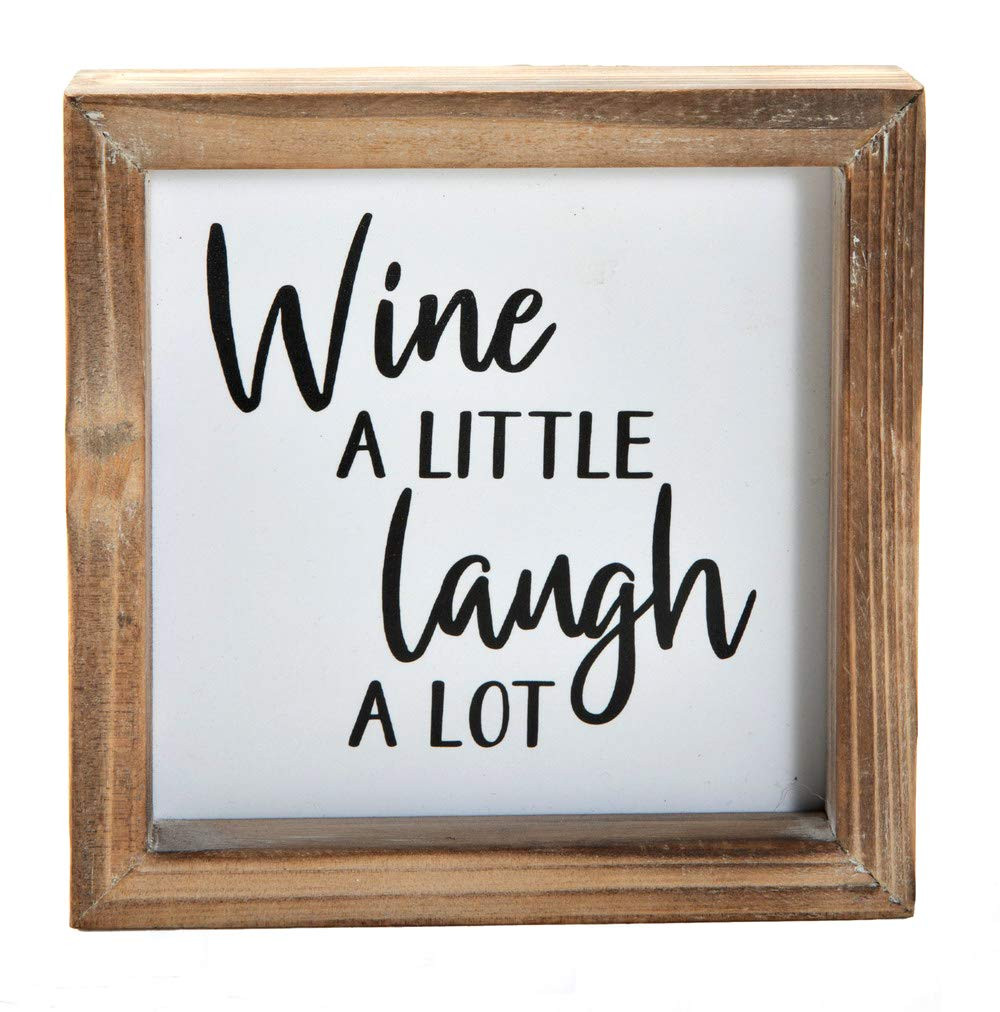 Wine a Little Laugh a Lot Small Barn Wood Box Sign for Home Decor,Rustic Wood Block Sign for Kitchen | Amazon (US)