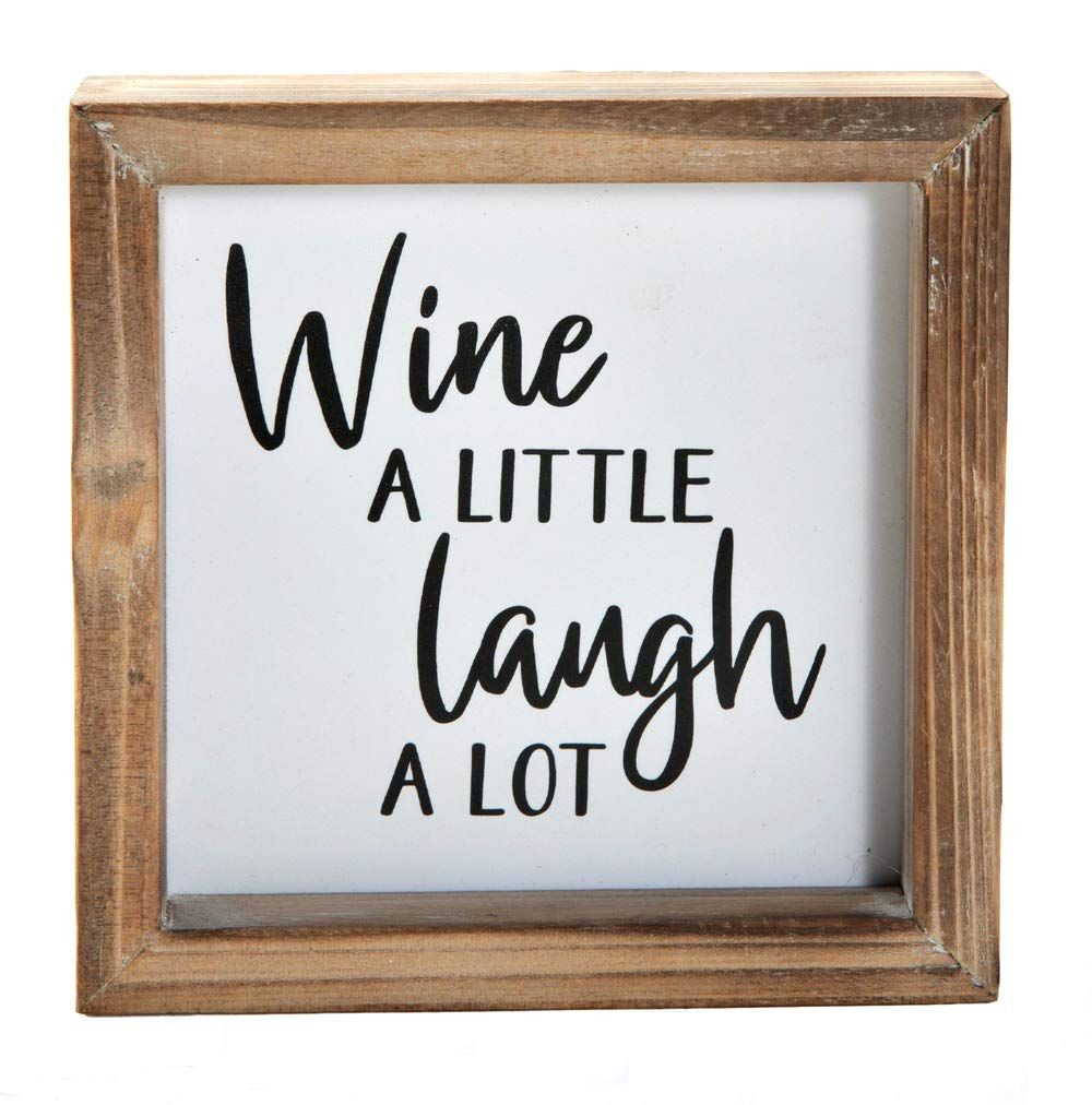 Wine a Little Laugh a Lot Small Barn Wood Box Sign for Home Decor,Rustic Wood Block Sign for Kitchen | Amazon (US)