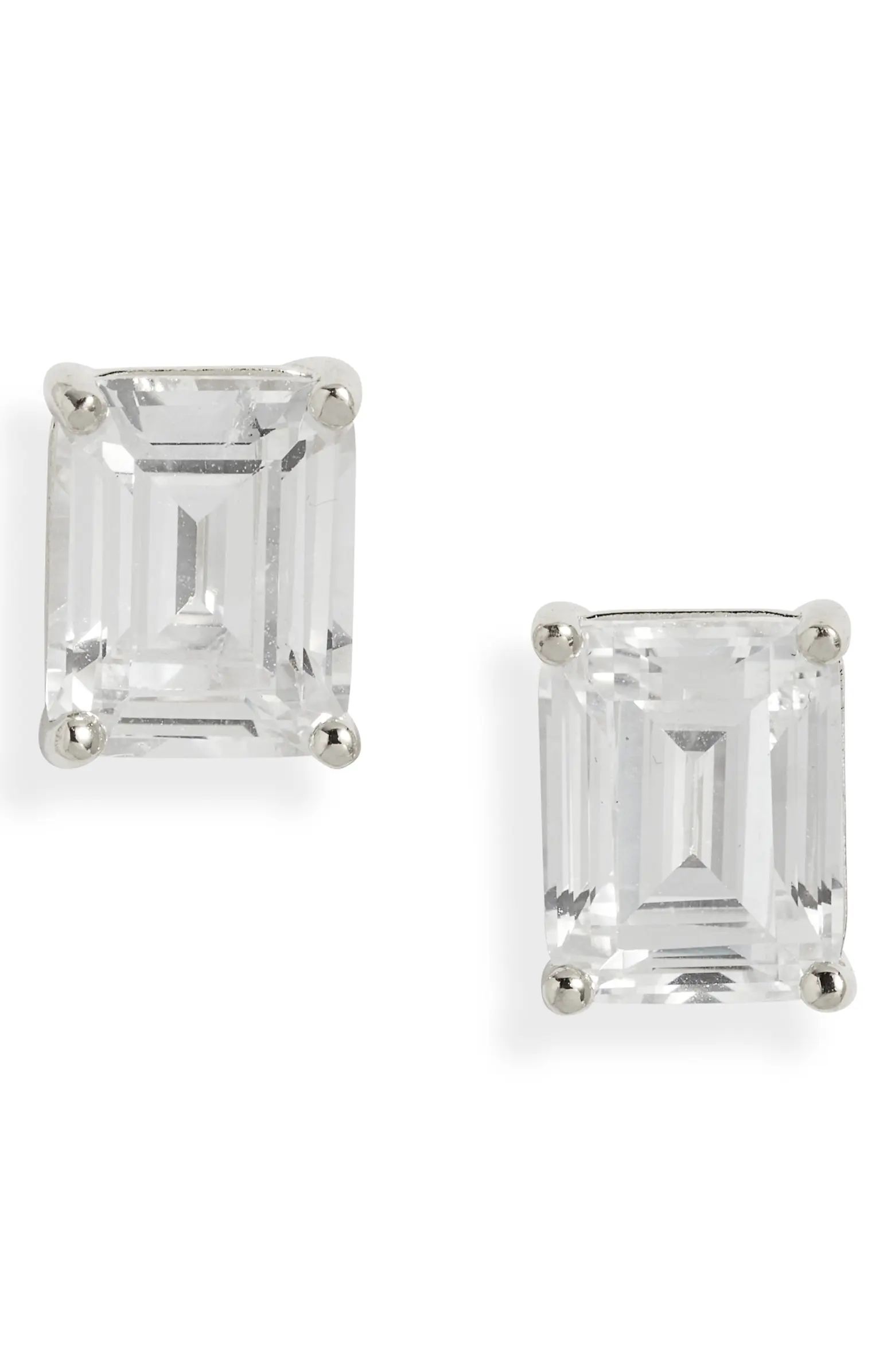 Emerald Cubic Zirconia Sterling Silver Stud Earrings | Nordstrom