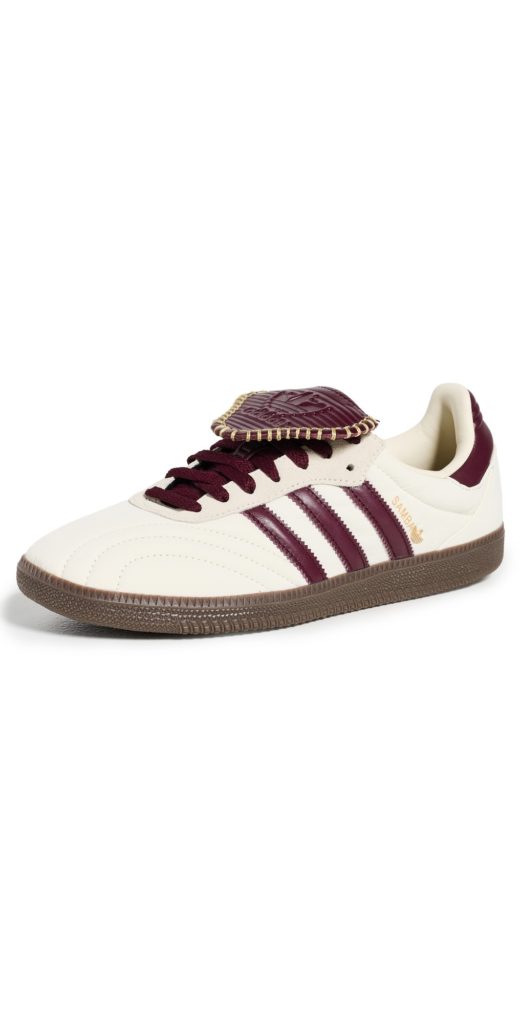 adidas Samba Long Tongue Sneakers Cream White/Maroon/Gold Met 7.5 | Shopbop