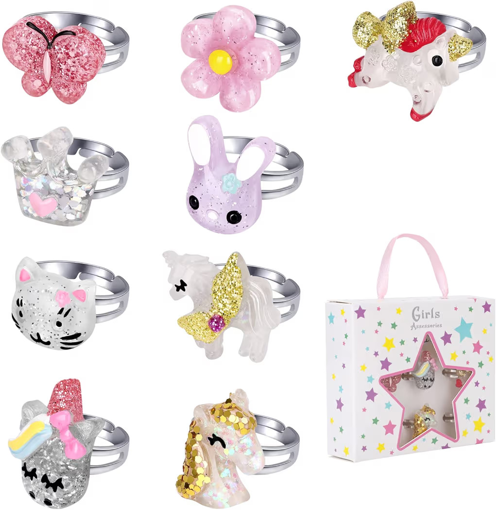 Little Girl Jewel Rings, Unicorn Butterfly Jewelry Set | Amazon (US)