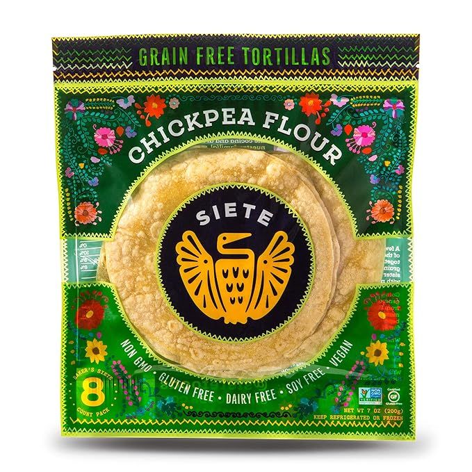 SIETE FAMILY FOODS Grain Free Chickpea Flour Tortilla, 7 OZ | Amazon (US)