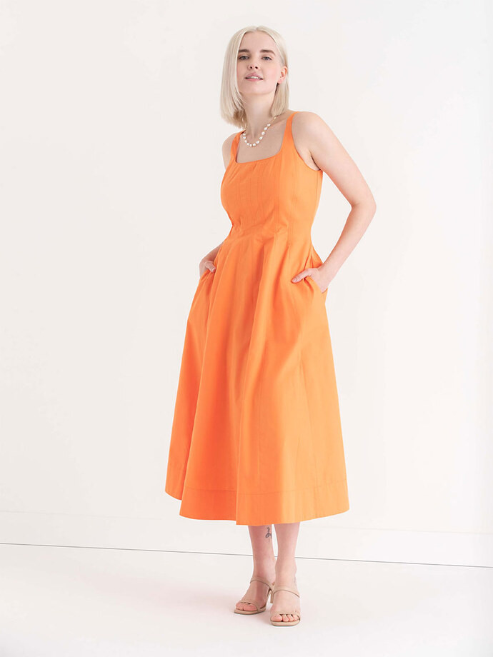 Fit and Flare Dress in Luxe Poplin | Ricki's