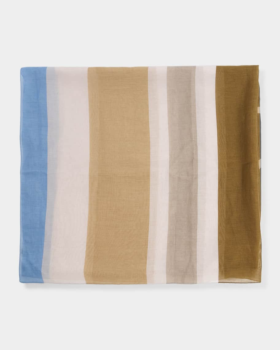 Saint Laurent Cassandre Striped Stole in Cotton and Silk | Neiman Marcus