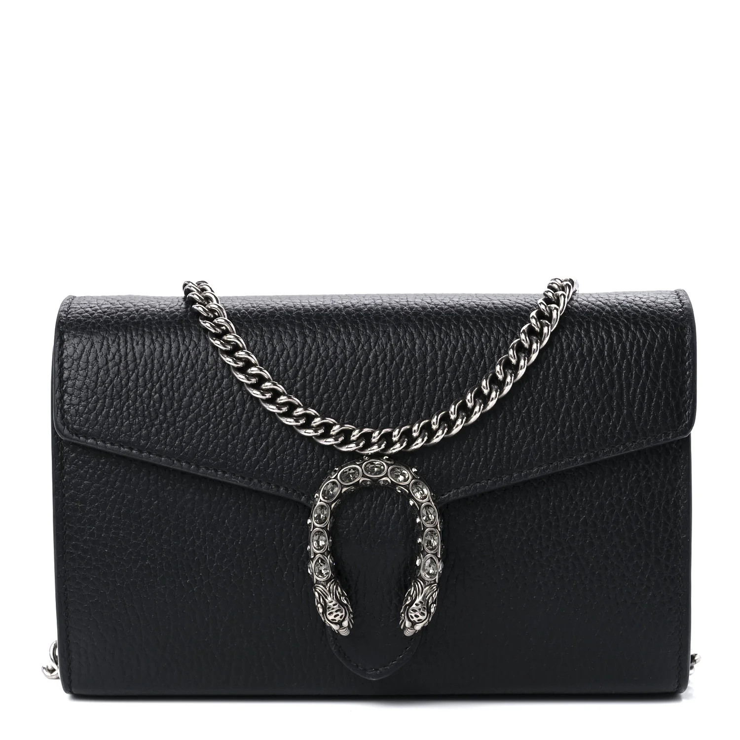 GUCCI Calfskin Mini Dionysus Chain Wallet Black | FASHIONPHILE (US)