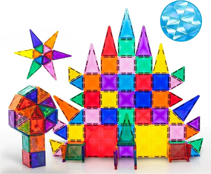 PicassoTiles 80 Pieces Magnetic Tiles Building Blocks Mini Size Diamond Series Magnet Toys Travel... | Amazon (US)