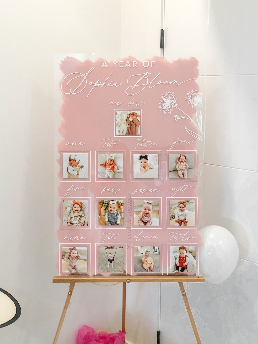 One Year of Baby, First Year of Photos Sign, First Birthday Board, Monthly Photo Sign, Acrylic Ba... | Etsy (US)