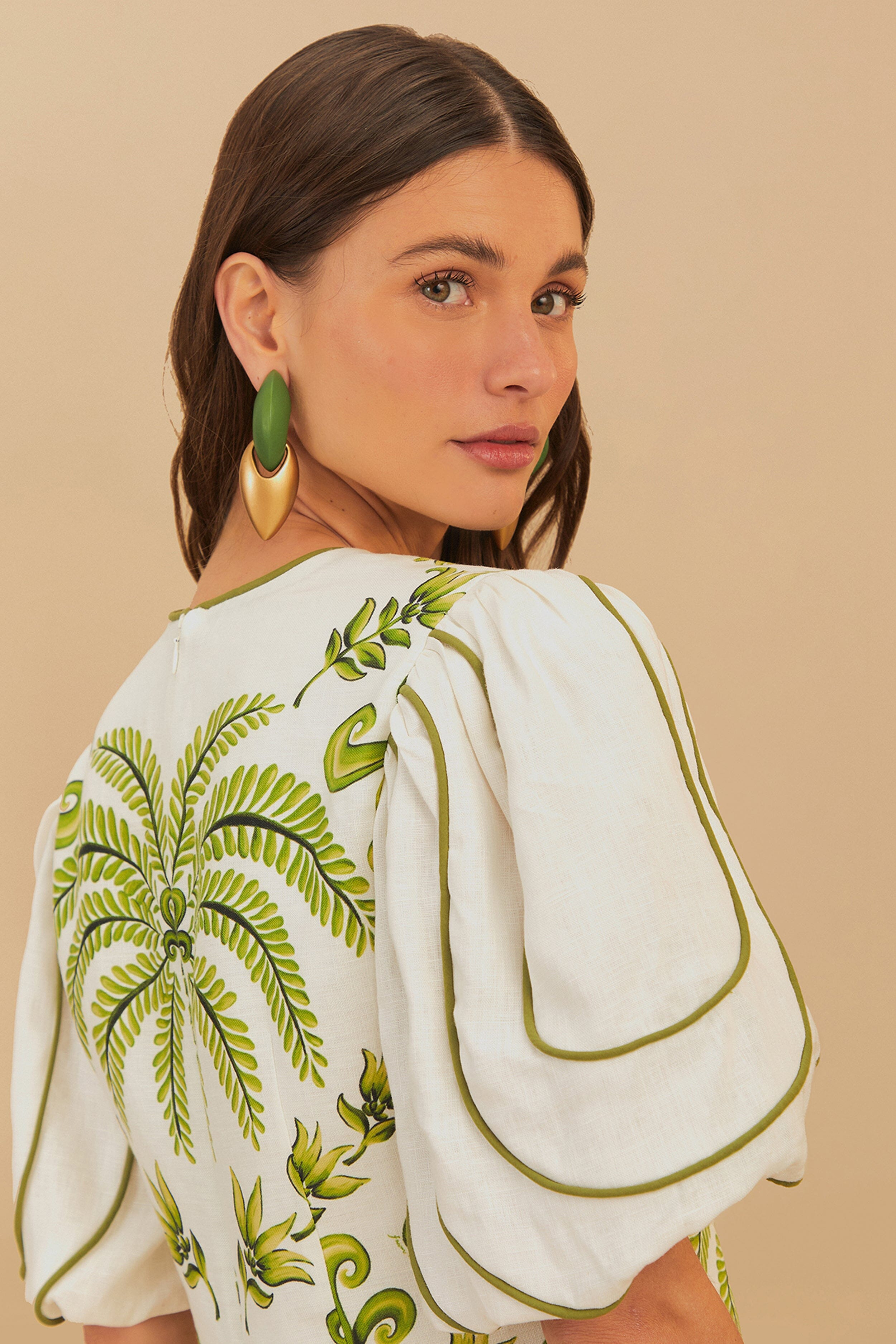 Off-White Milani V Neck Mini Dress | FarmRio (US)