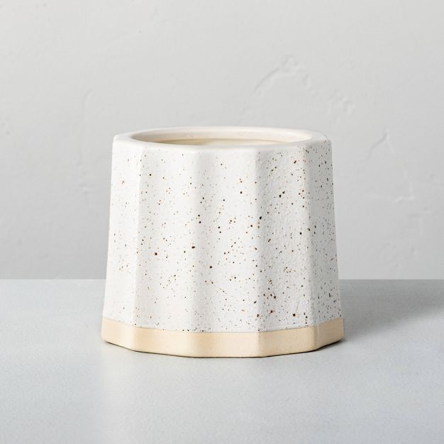 11oz Salt Wide Fluted Speckled Ceramic Seasonal Candle - Hearth &#38; Hand&#8482; with Magnolia | Target