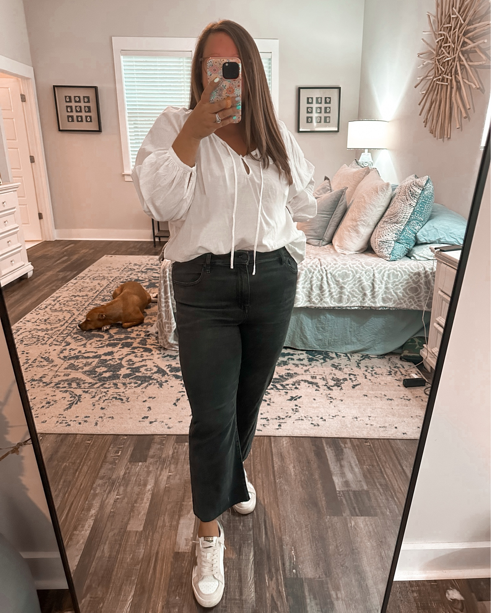 Top is Target regular $25.00 on sale for $17.50 | in a Large - TTS | comes in 3 colors 

Jeans are American Eagle and are the most stretchy amazing jeans I’ve owned in a long time | in a 12 

Dressed down with my Vintage Havanas | in a 8.5

Dressed up a little with my Target mules | reg. $29.99 on sale for $23.99 | in a 8.5 - TTS

#LTKBacktoSchool #LTKSaleAlert #LTKMidsize
