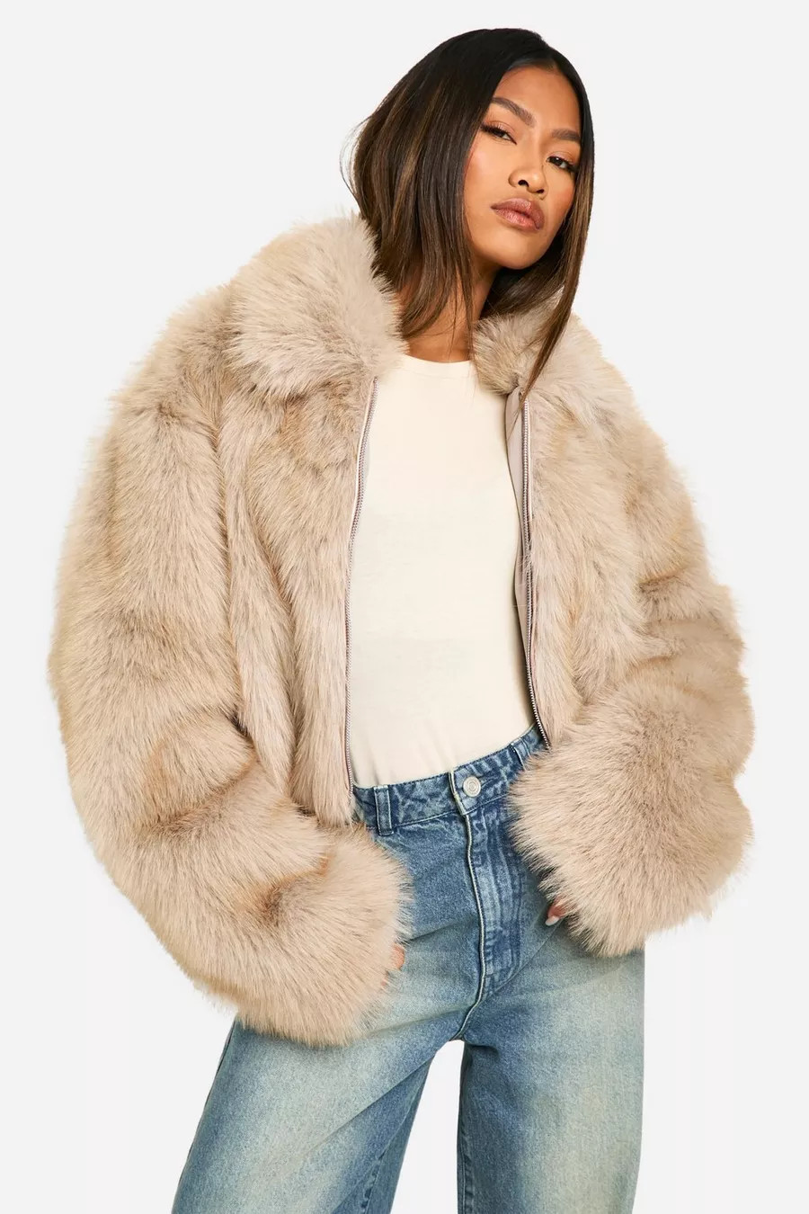 Vintage Look Faux Fur Short Coat | boohoo (US & Canada)