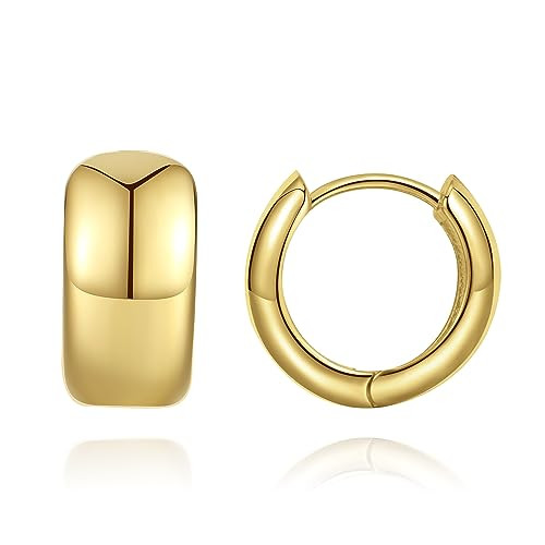 CyxenNova Chunky Gold Hoop Earrings for Women, 18k Gold Plated Thick Hoops Hypoallergenic Trendy Chunky Gold Hoops Earrings Dainty Jewelry Gifts for Women | Amazon (US)