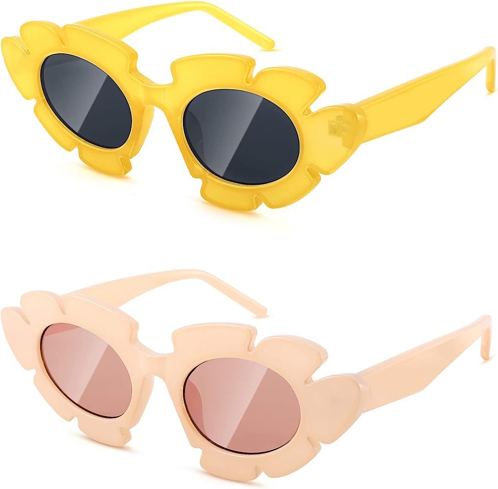 Pro Acme Trendy Flower Sunglasses Cat Eye for Women Men Retro Fun Chunky Y2K Glasses Shades UV400 | Amazon (US)